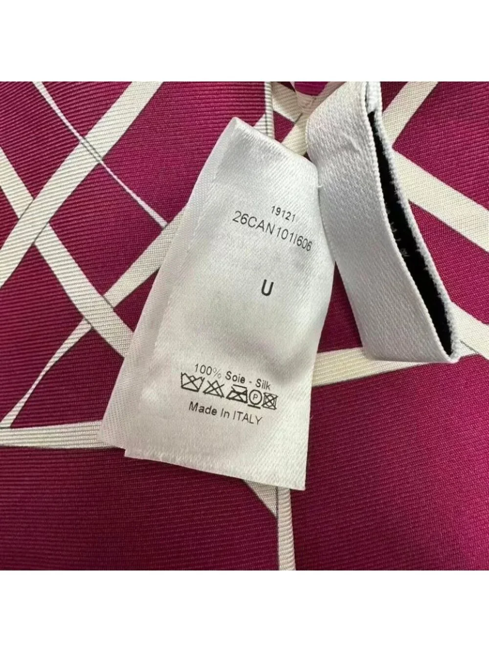 Dior Scarf Silk Wine Red Geometric